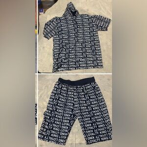 Size 5XL Sacred Crown King Loyalty Hoodie &  3/4 Pants Set NEW NWT